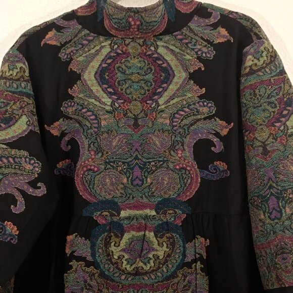 Soft Surroundings Tapestry Black Kimono Wool Jacket Boho Eclectic Artisan, 3X - Picture 8 of 13